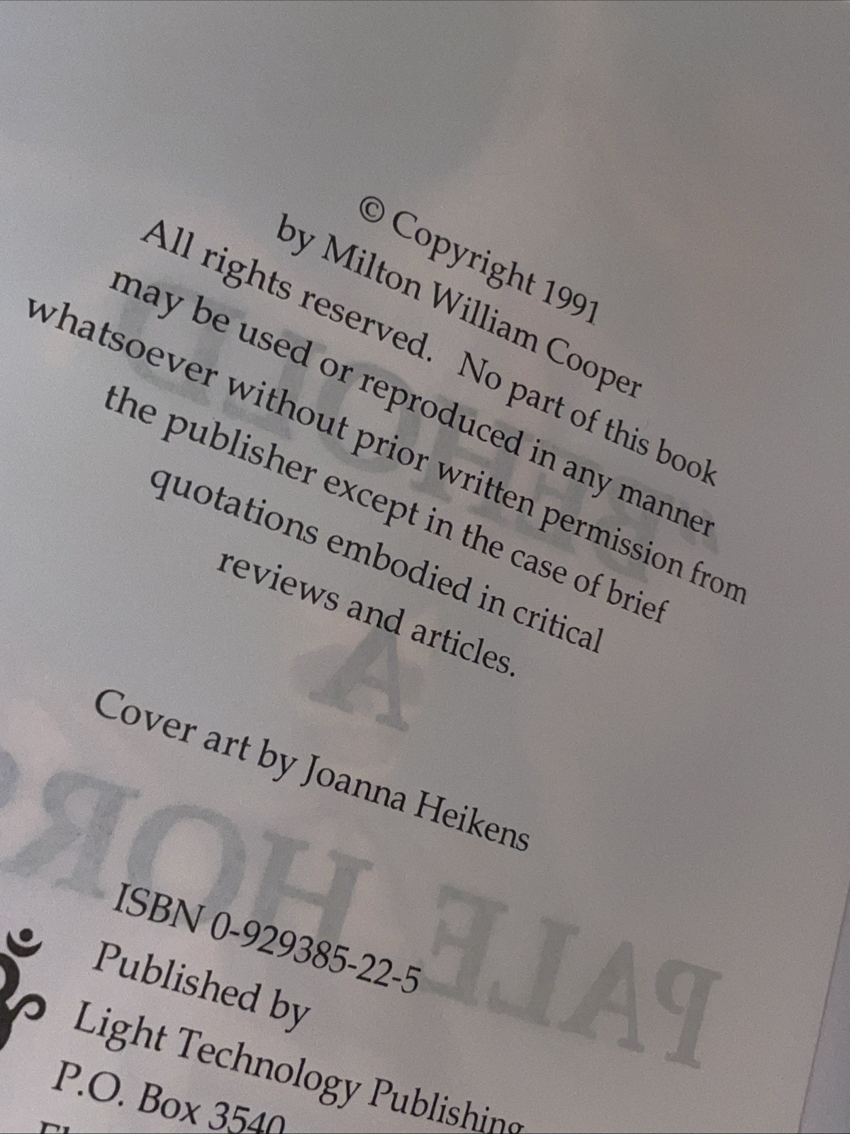Behold a Pale Horse William Cooper Unrevised 1991 Protocols Zion Conspiracy Lot
