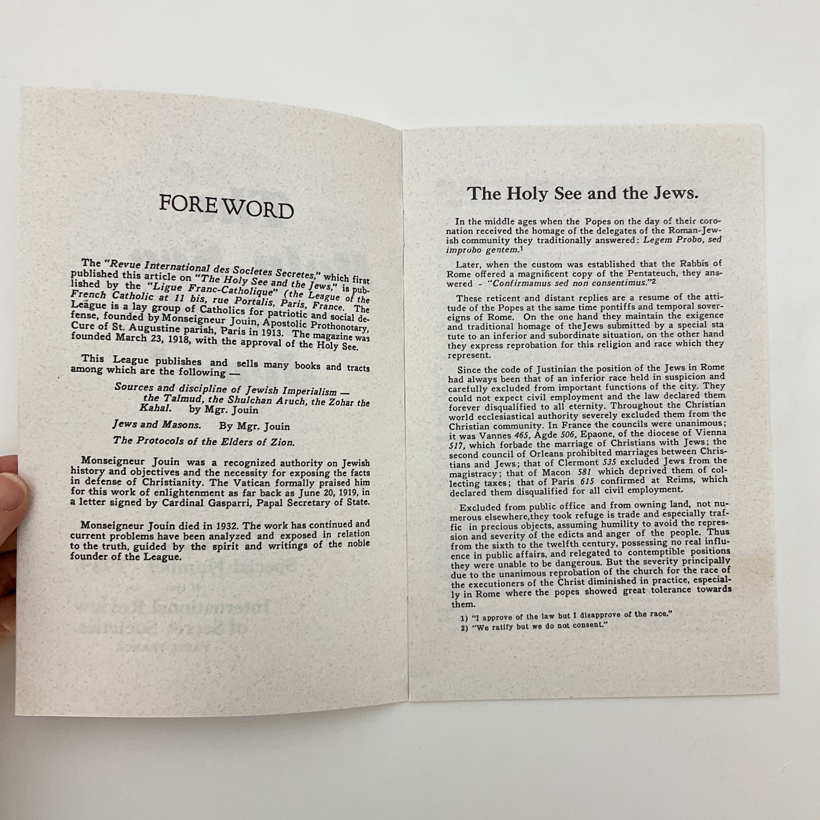 The Holy See and the Jews Special Number 1939 Reprint IRSS IRSS Vatican WWII Era