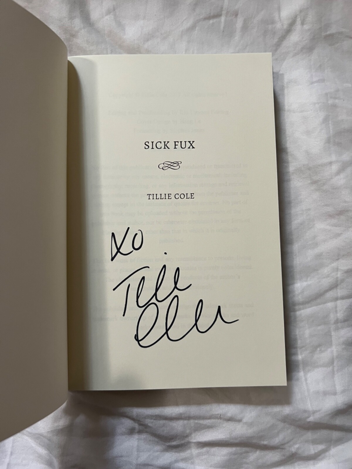 SIGNED Sick Fux Limited Exclusive Special Edition Tillie Cole OOP 357 pages