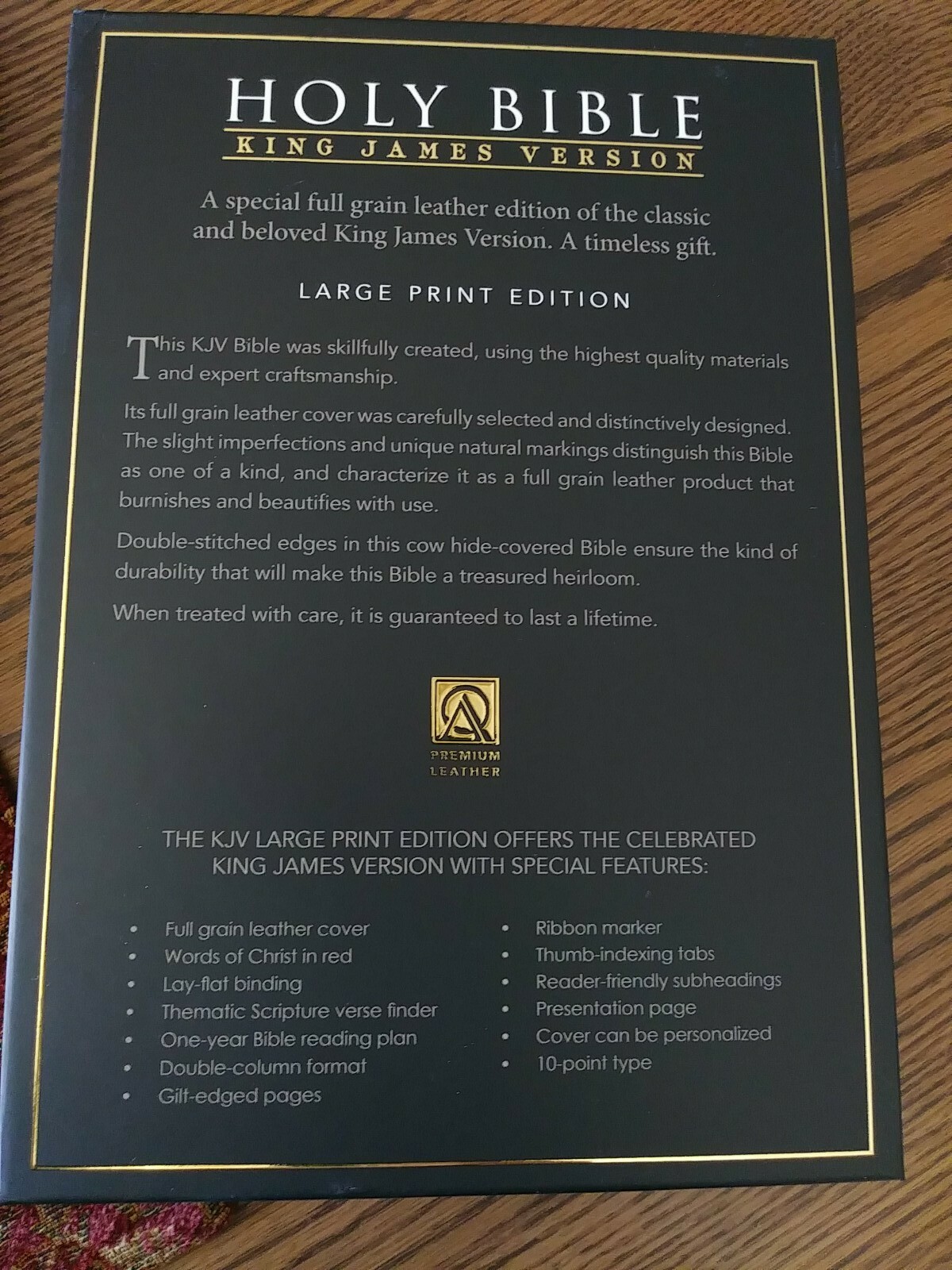 KJV Genuine Leather Brown Bible Thinline Large Print Thumb Indexed Cowhide NEW