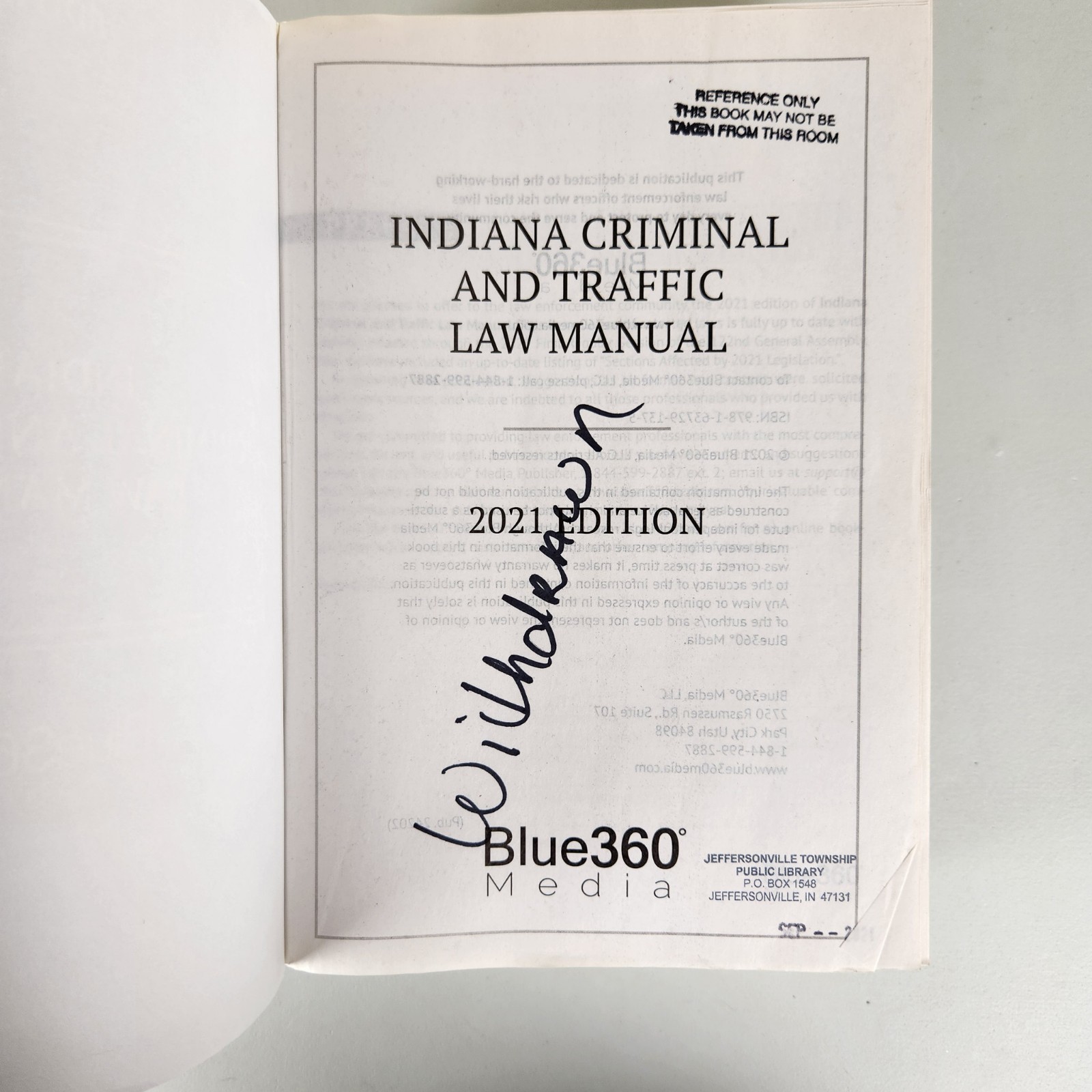 Indiana Criminal And Traffic Law Manual 2021 Edition Blue360 Media