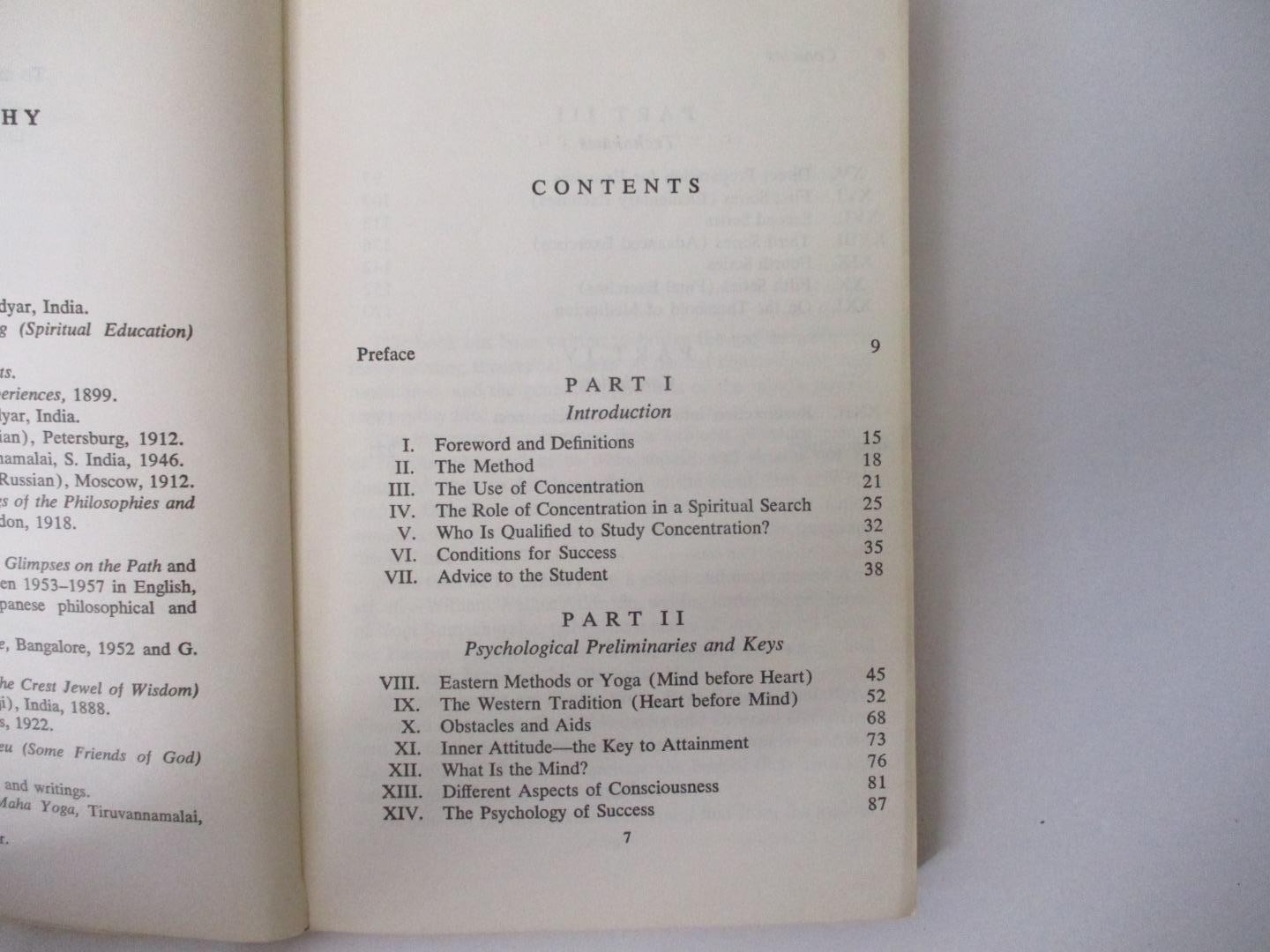 CONCENTRATION; A Guide To Mental Mastery by Mouni Sadhu (1972 P.B Book) Wilshire
