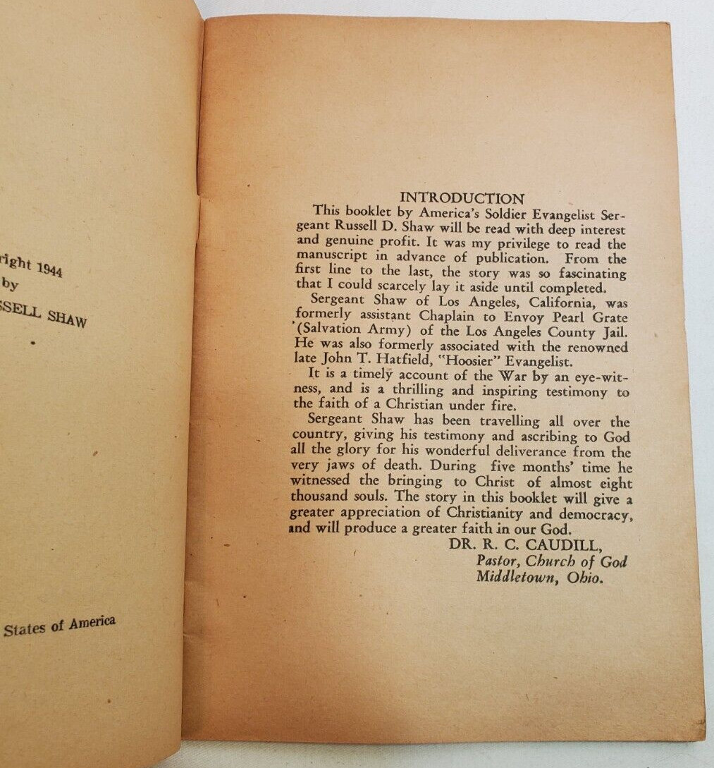 Faith Under Fire Christ Was My Buddy By Robert Shaw 1944 Booklet 47 Pages