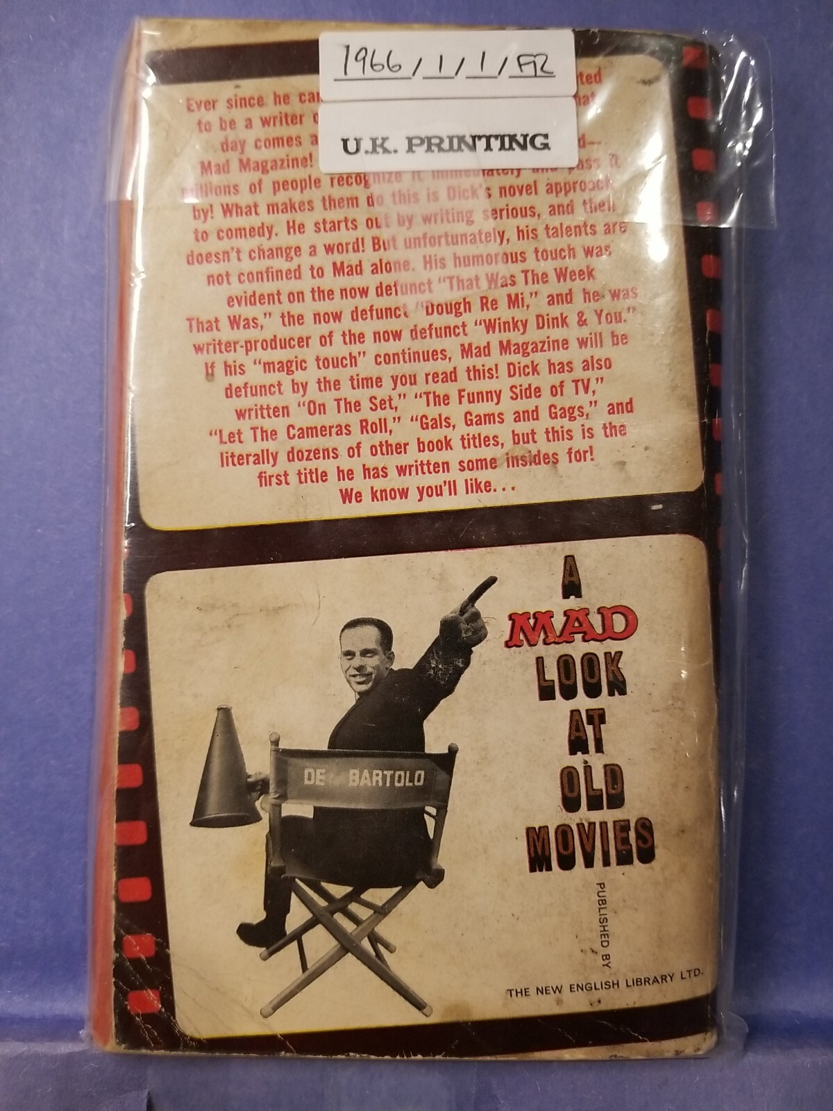 UNITED KINGDOM MAD Magazine Paperback Book: A MAD LOOK AT OLD MOVIES 1966 1ST FR