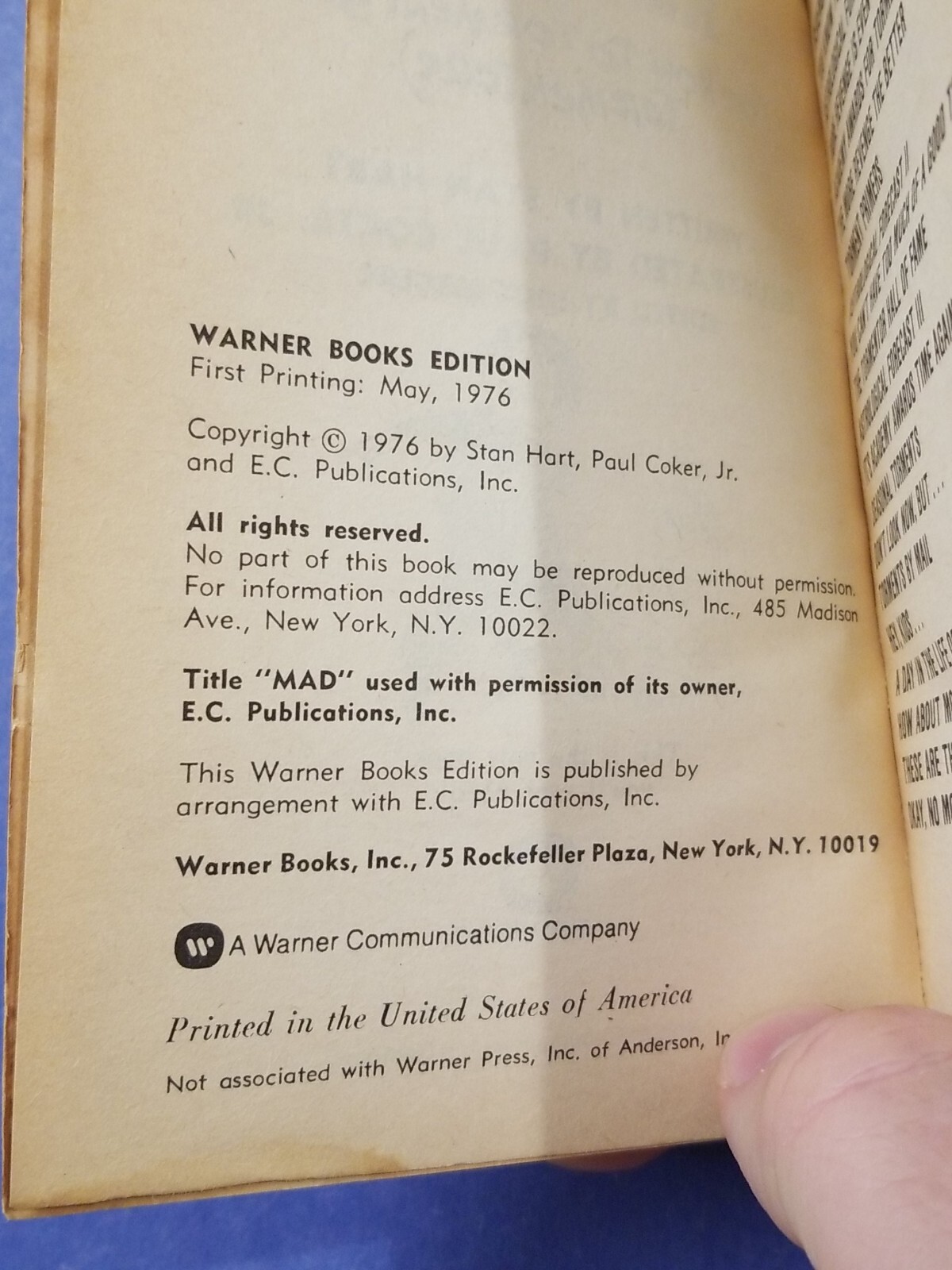 UNITED KINGDOM MAD Magazine Paperback Book: THE MAD BOOK OF REVENGE 1976 1ST FN