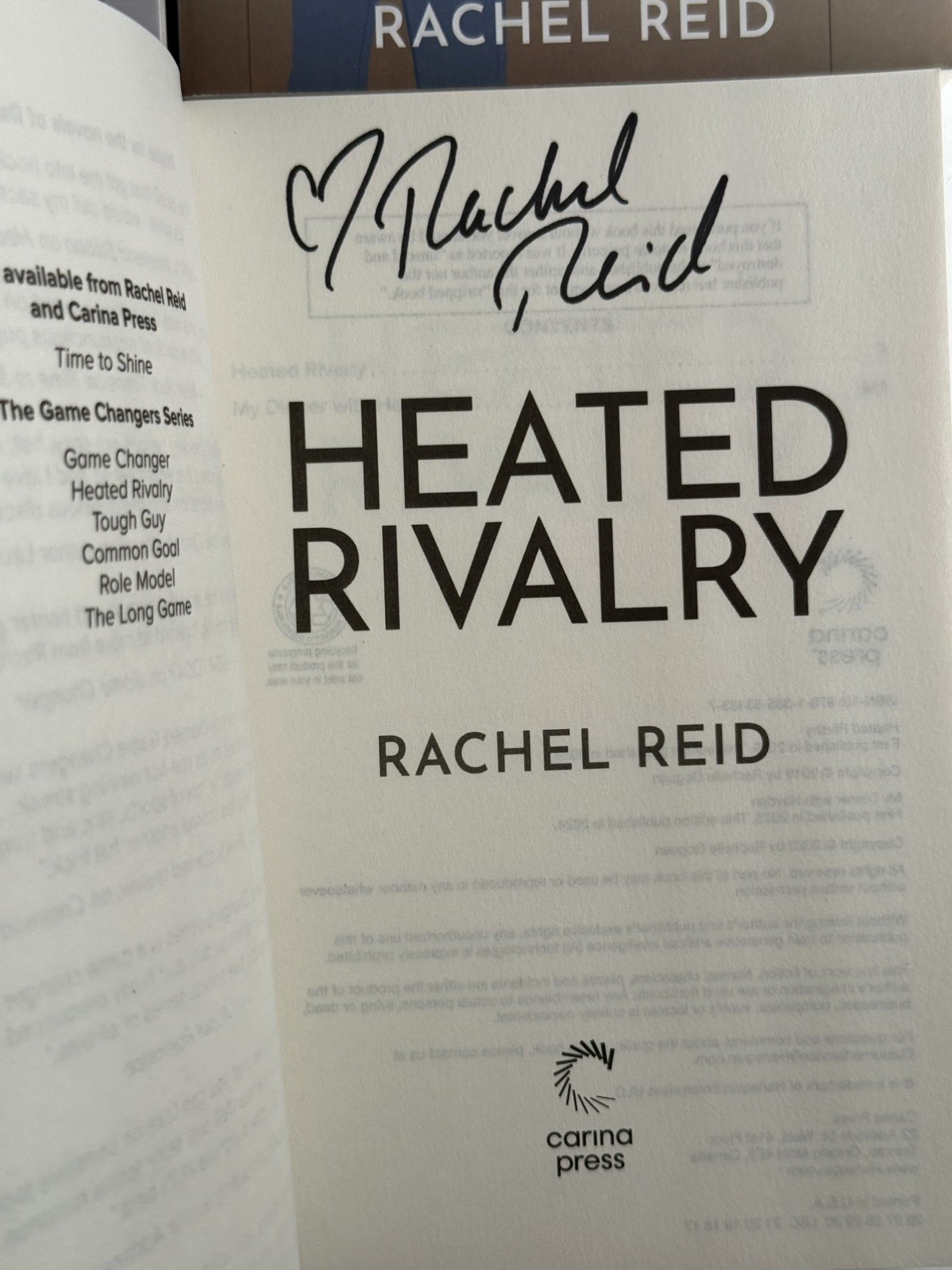 Heated Rivalry Series Signed Rachel Reid