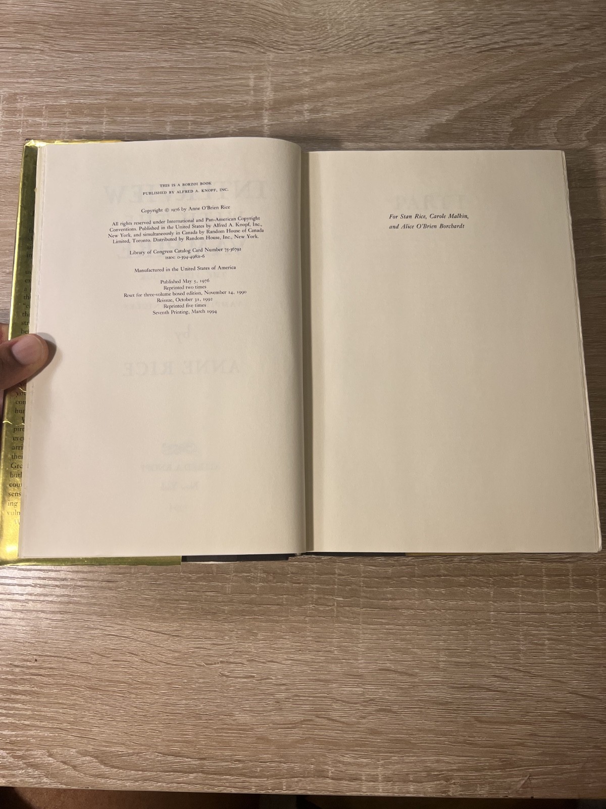 Interview with the Vampire Anne Rice Hardcover Book Anniversary Edition 1994