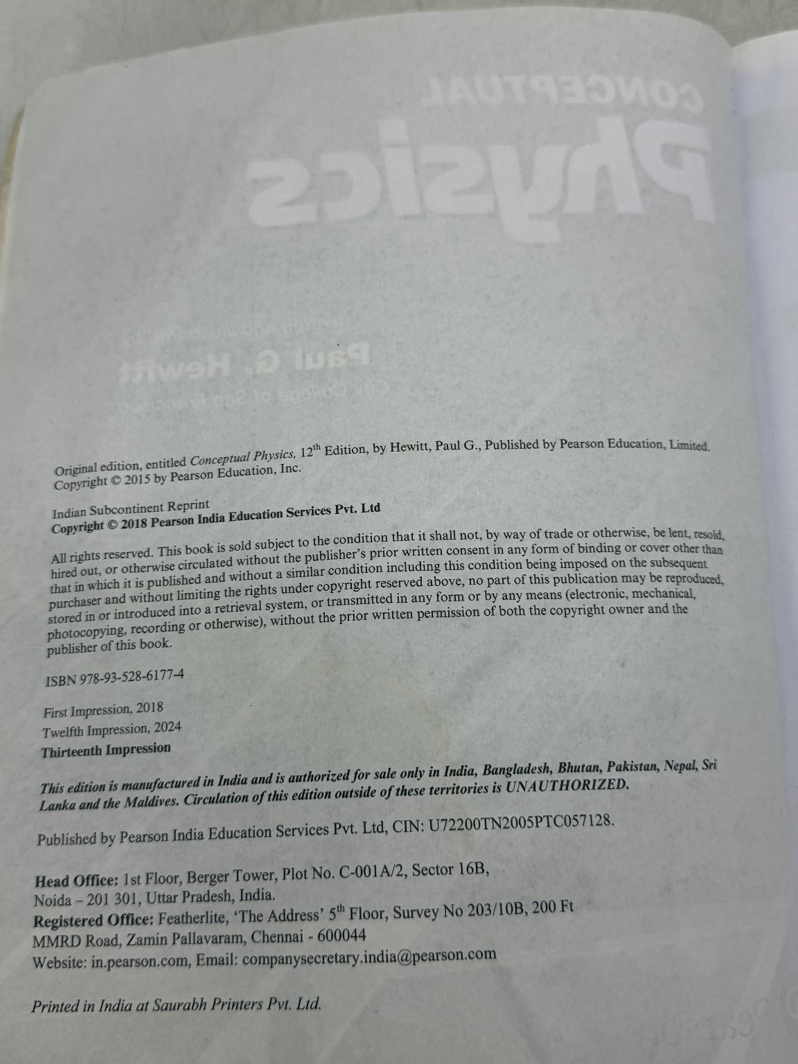 Conceptual Physics Paul G. Hewitt 2018 Twelfth Edition Science Textbook Pearson