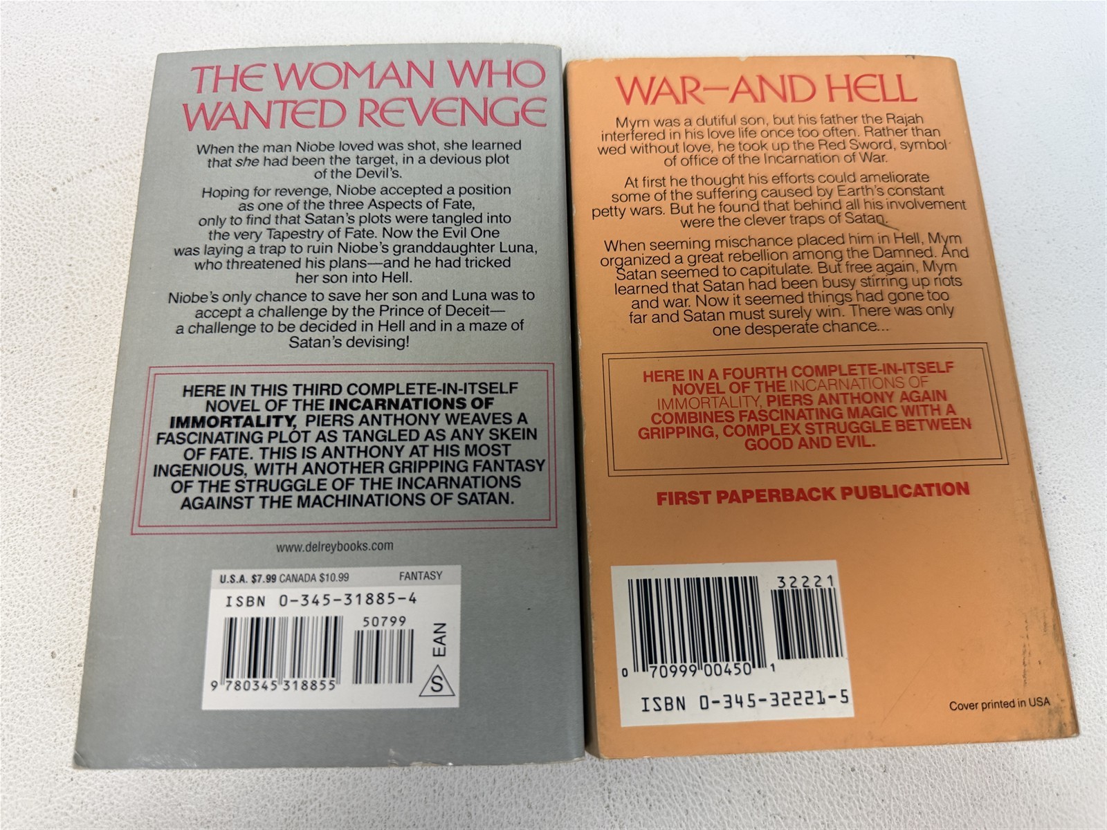 Piers Anthony Lot 7 Incarnations of Immortality On a Pale Horse to And Eternity