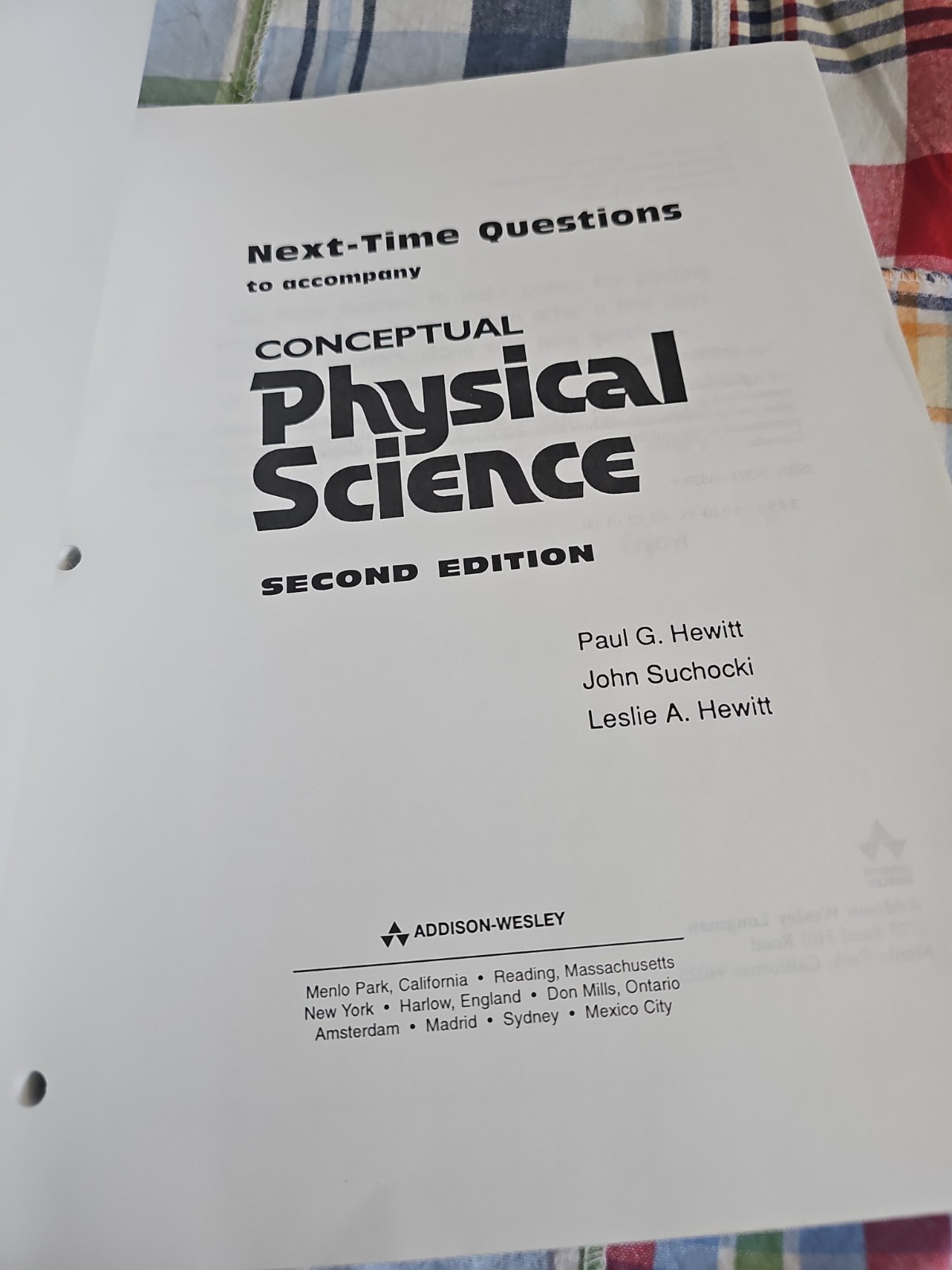 Conceptual Physics, Physical Science Next TIME questions instructors Manual