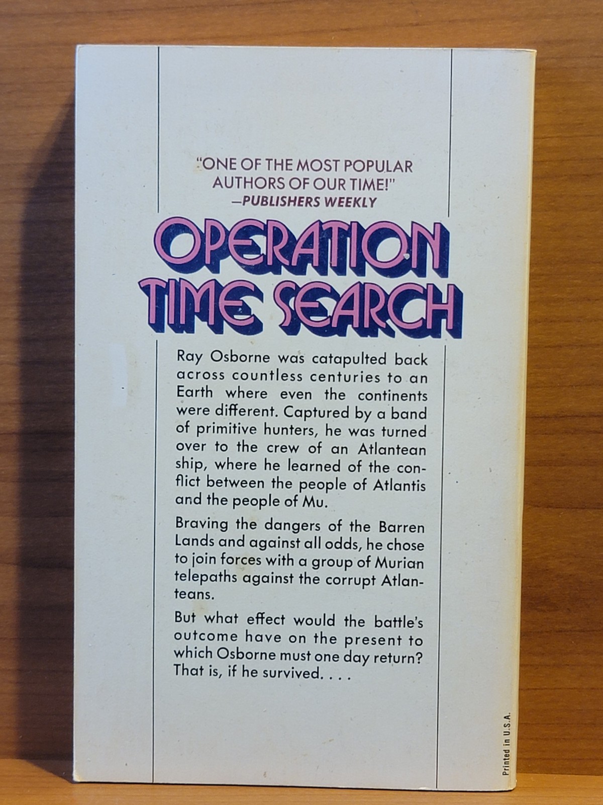 Operation Time Search by Andre Norton Ace Books 1973 Unread Copy Like New