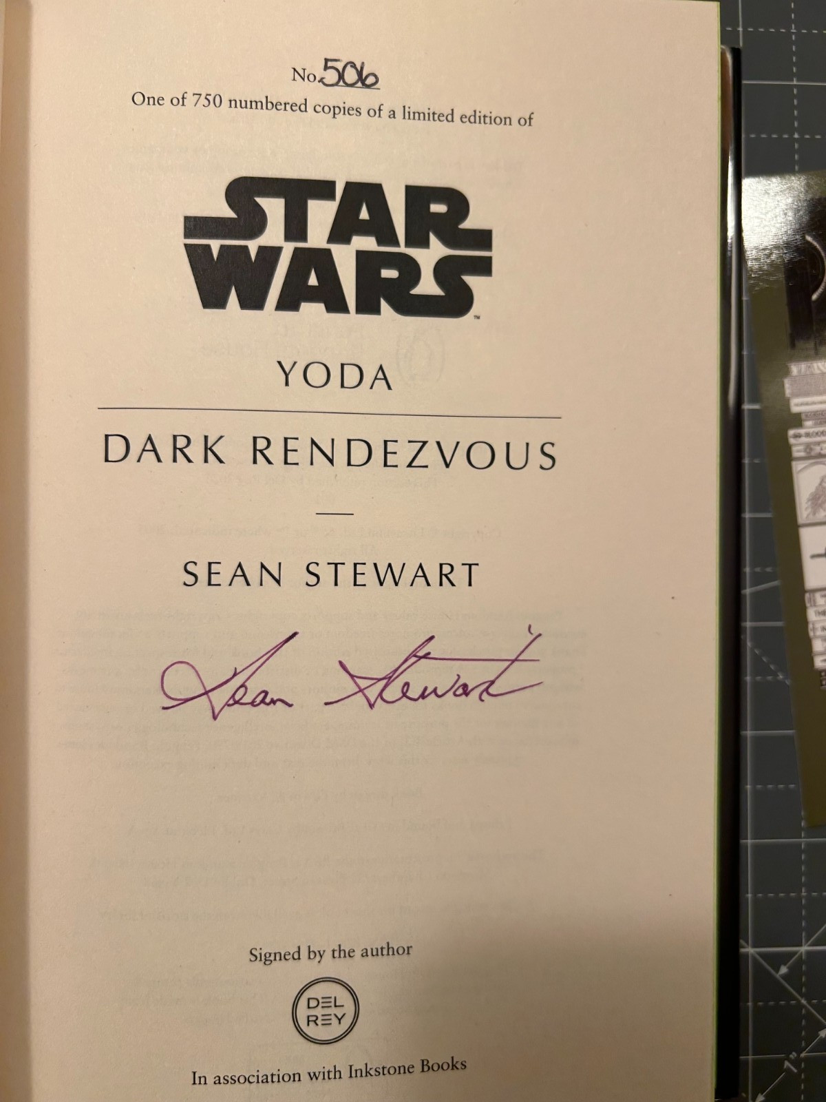 Inkstone Books – Yoda Dark Rendezvous (Star Wars) – Signed Limited Edition /750
