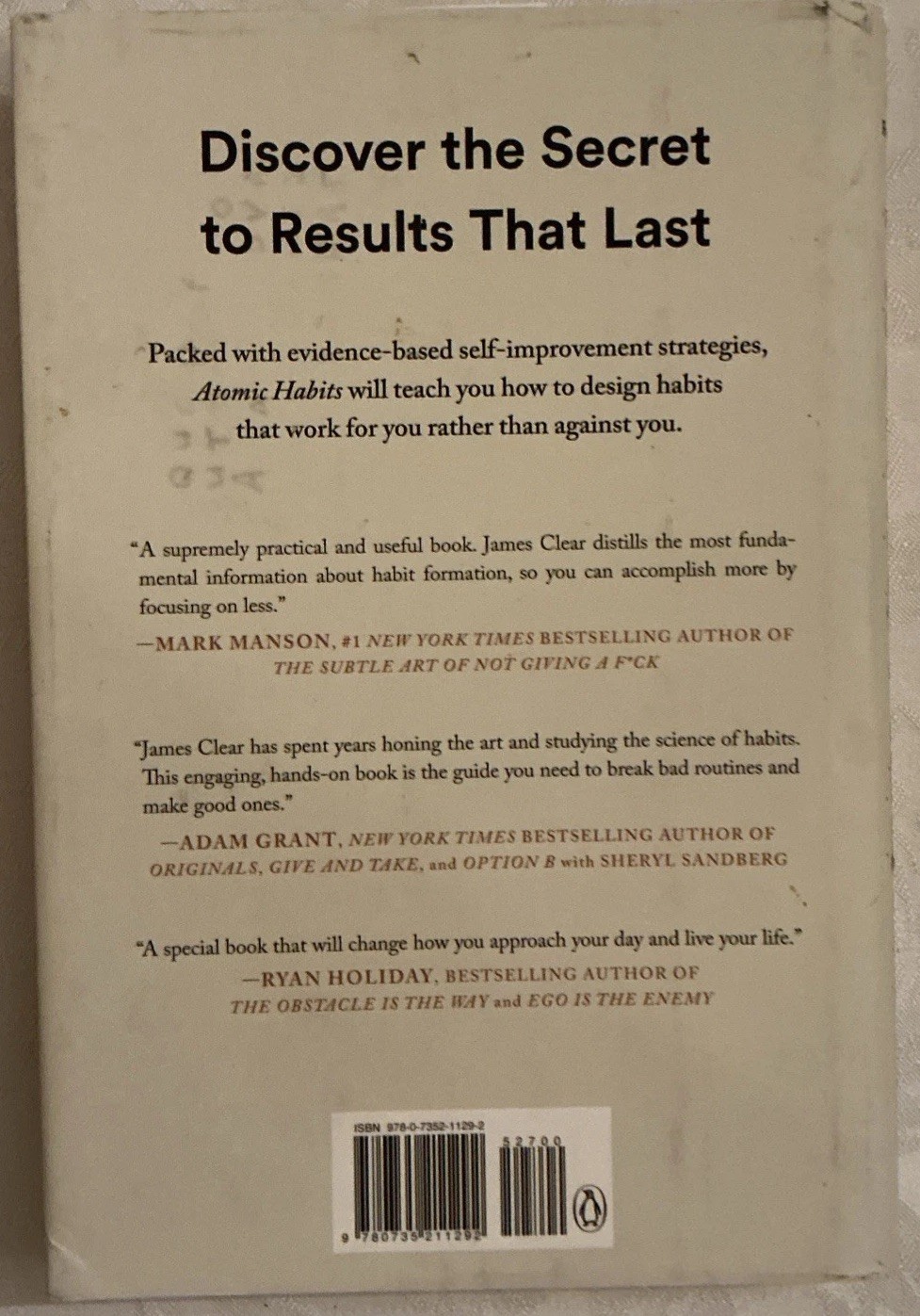 Atomic Habits by James Clear 2018 HC/DJ Avery Publishing 1st Edition