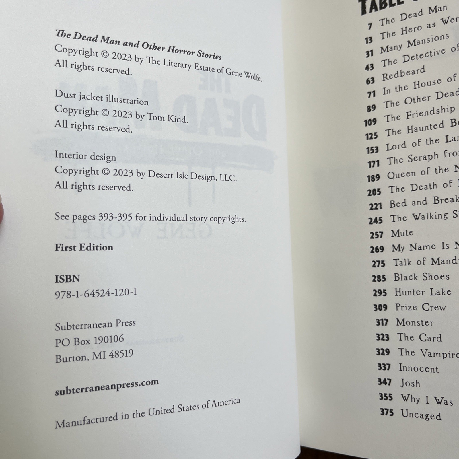 The Dead Man and Other Horror Stories | Gene Wolfe | Subterranean Press Numbered