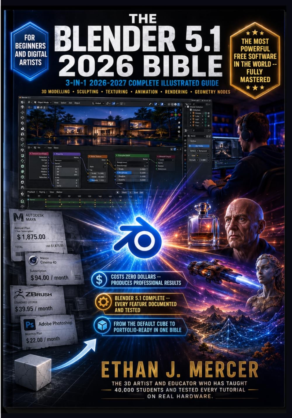 The Blender 5.1 2026 Bible: 3-in-1 Illustrated Guide to 3D Modelling, Paperback