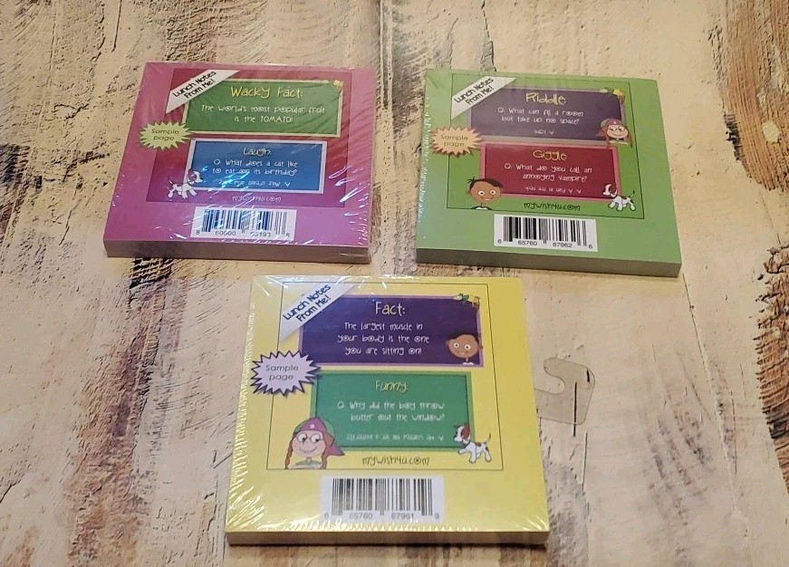 3 Pack Lunch Notes From Me! 101 Tear Off Pages Each To Make Kids Day Happier NEW