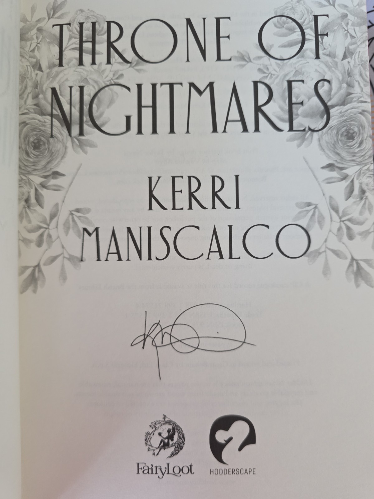 Fairyloot Throne Of Nightmares By Kerri Maniscalco SE SIGNED SPRAYED EDGES