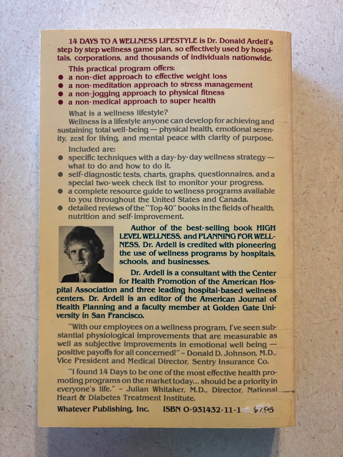 14 Days to a Wellness Lifestyle Donald Ardell 1982 Health Guide Whatever
