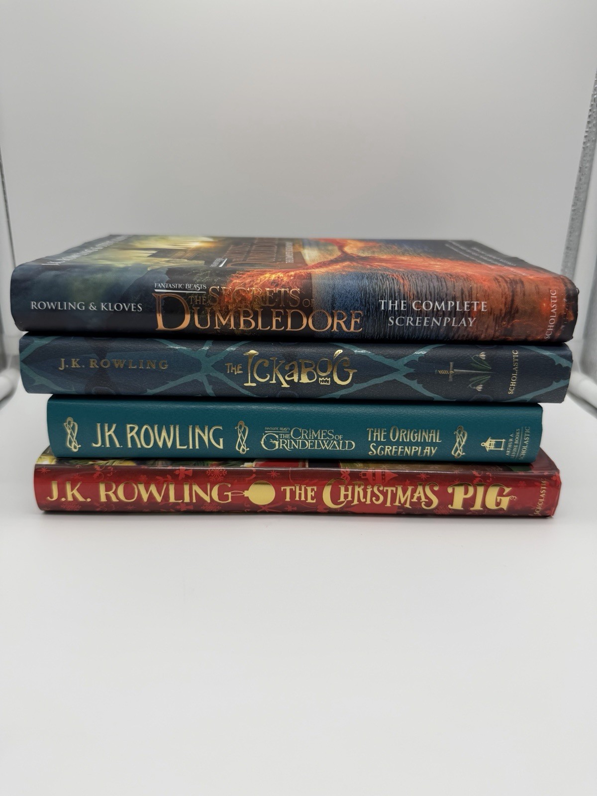 J.K. Rowling 1st Edition Hardcover Lot (4) Secrets of Dumbledore Ickabog Crimes