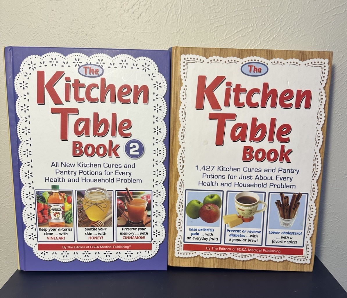 FC&A Medical Publishing Kitchen Table Book 1 & 2 Hardcover Lot 2 Home Remedies