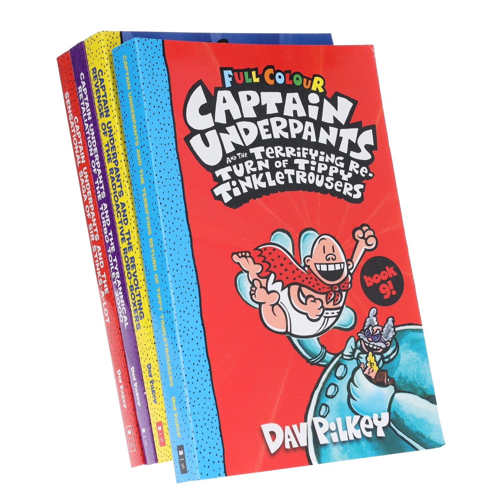 Captain Underpants Full Colour Series Book 9-12 by Dav Pilkey 4 Books- Ages 7-11