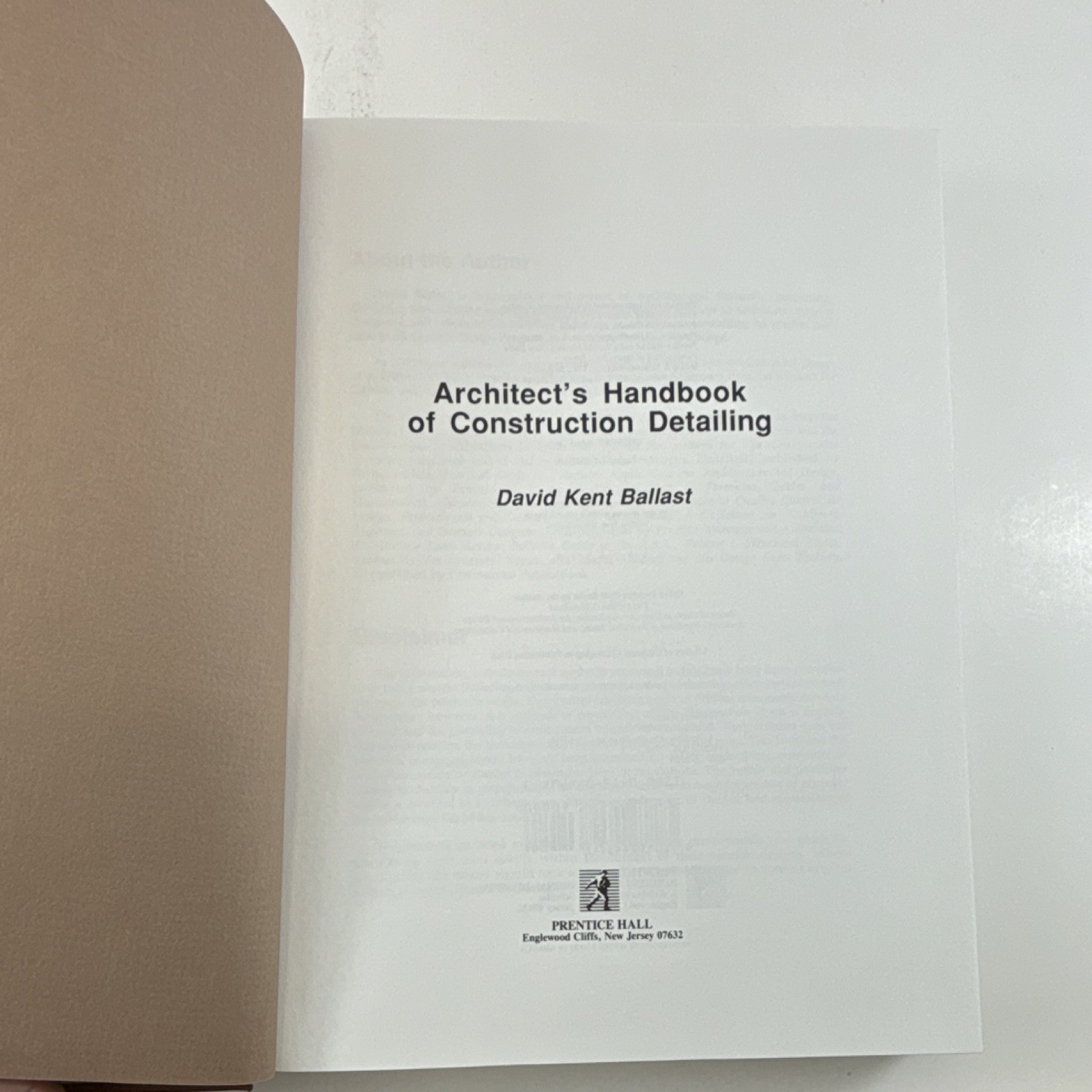 Architect’s Handbook of Construction Detailing by Ballast, Prentice Hall, Hardc…