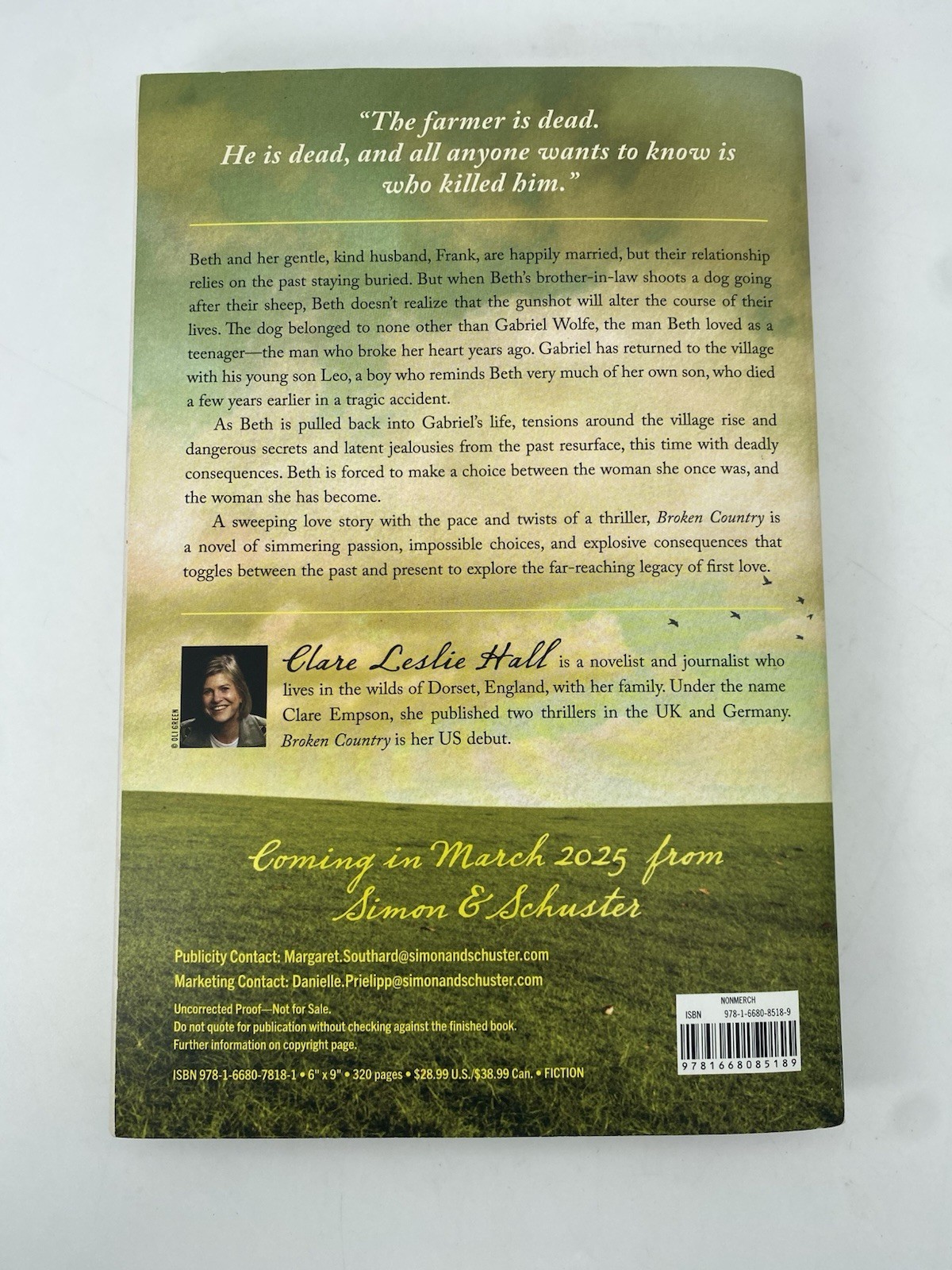 Broken Country by Clare Leslie Hall Advance Reader’s Edition Uncorrected Proof