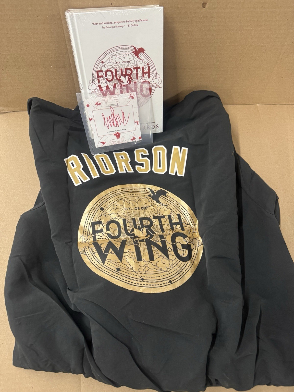 Rebecca Yarros Fourth Wing Redsox Combo Jacket & Book /W Auto Plate (Small) New