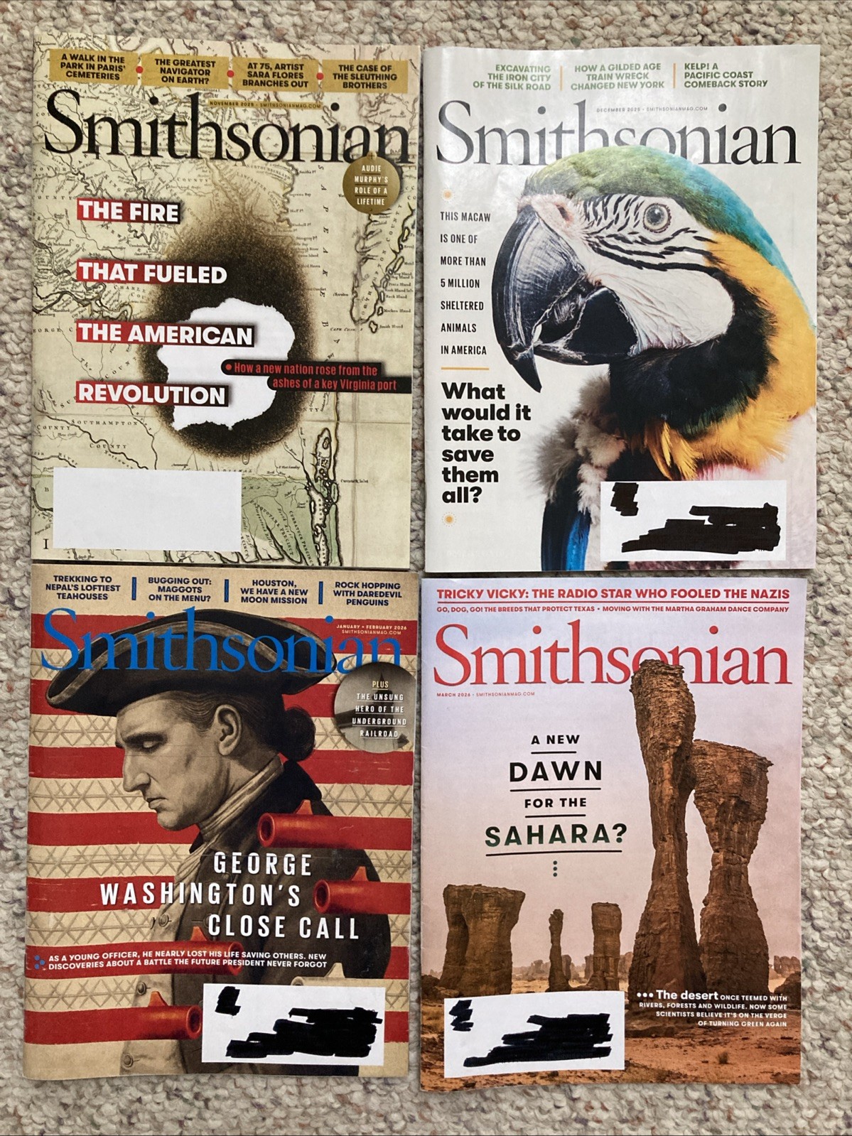 Lot of 4 Smithsonian Magazines – November 2025 thru March 2026