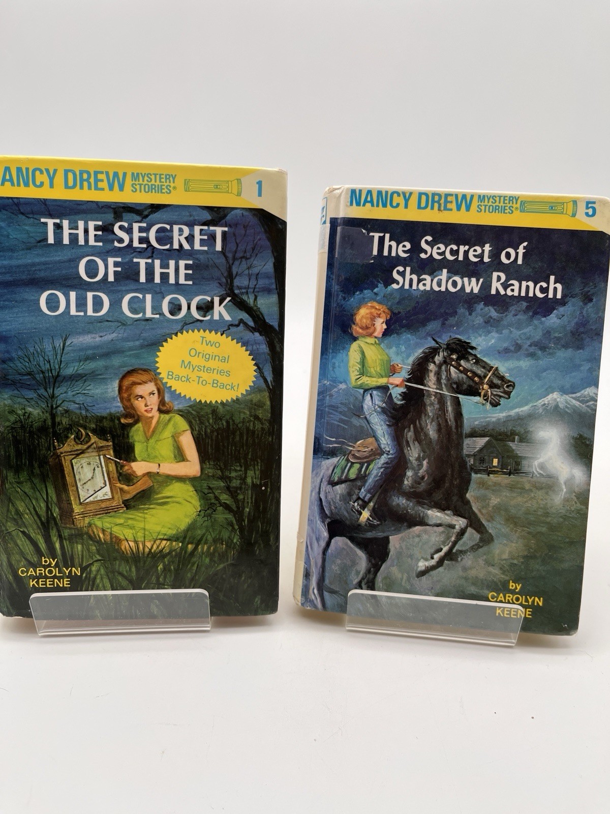 Nancy Drew Mystery Stories 2 Book Lot- 2-in-1 book (#1 & 2) & #5 Hardcover