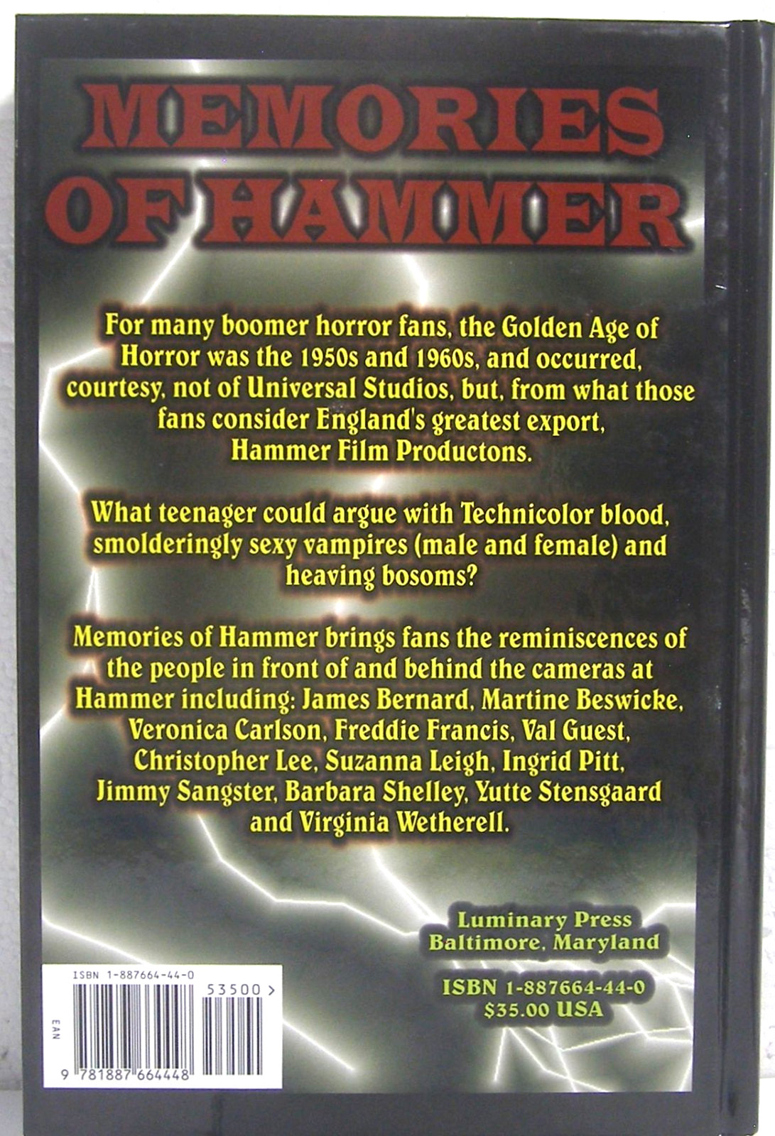 Memories of Hammer Gary Svekla 2002 USA Sheridan Books 256 Pages
