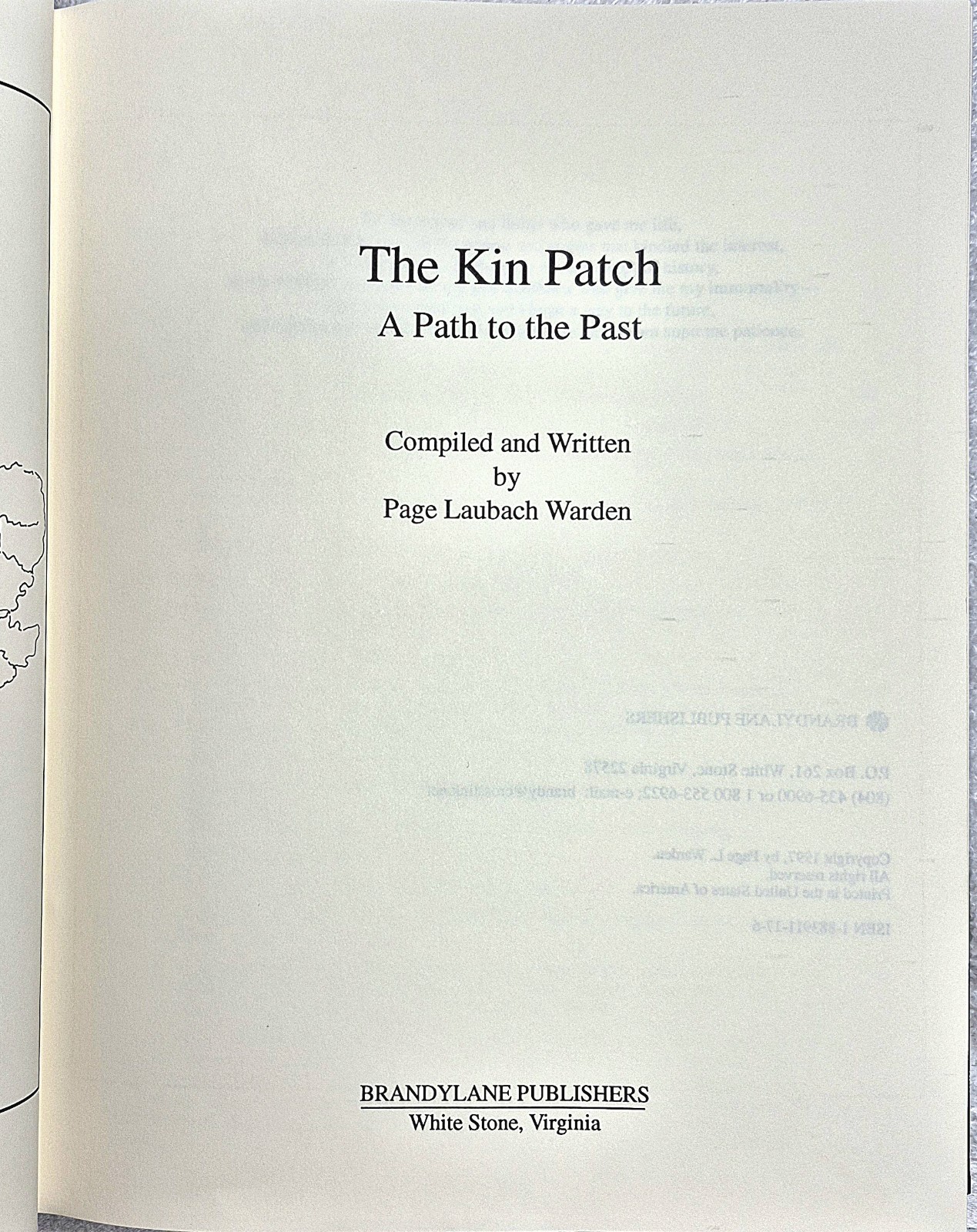 The Kin Patch · A Path to the Past (1997 · Page L. Warden · HC) · VG