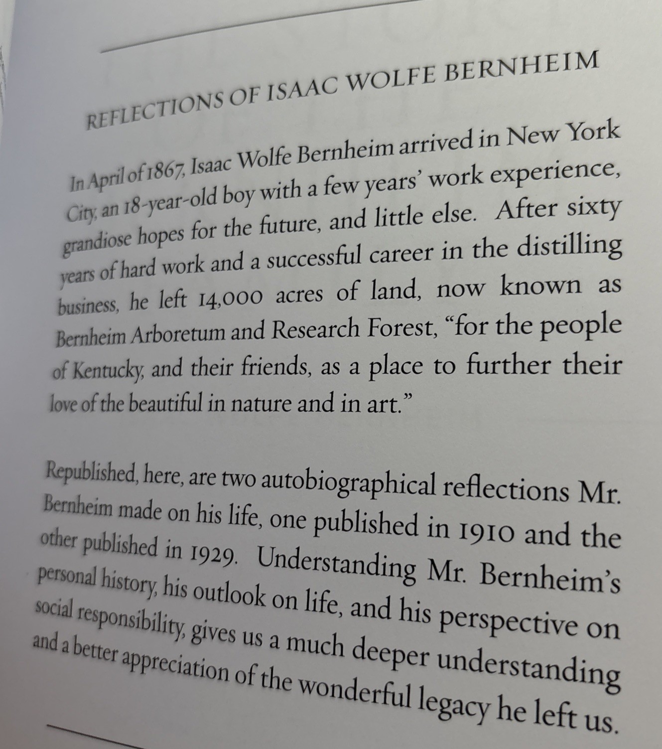 Reflections of Isaac Wolfe Bernheim. Rare NEW UNREAD Copy.