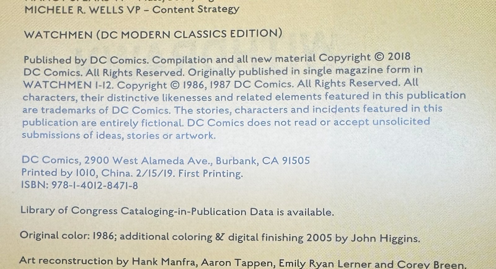 Watchmen 2013 HC – DC Modern Classics Edition – Alan Moore Comic Graphic Novel