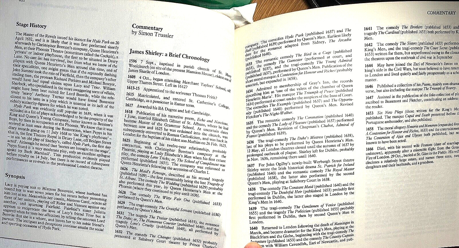 HYDE PARK (RSC SWAN THEATRE PLAYS) By James Shirley — New, Unread Copy of Play