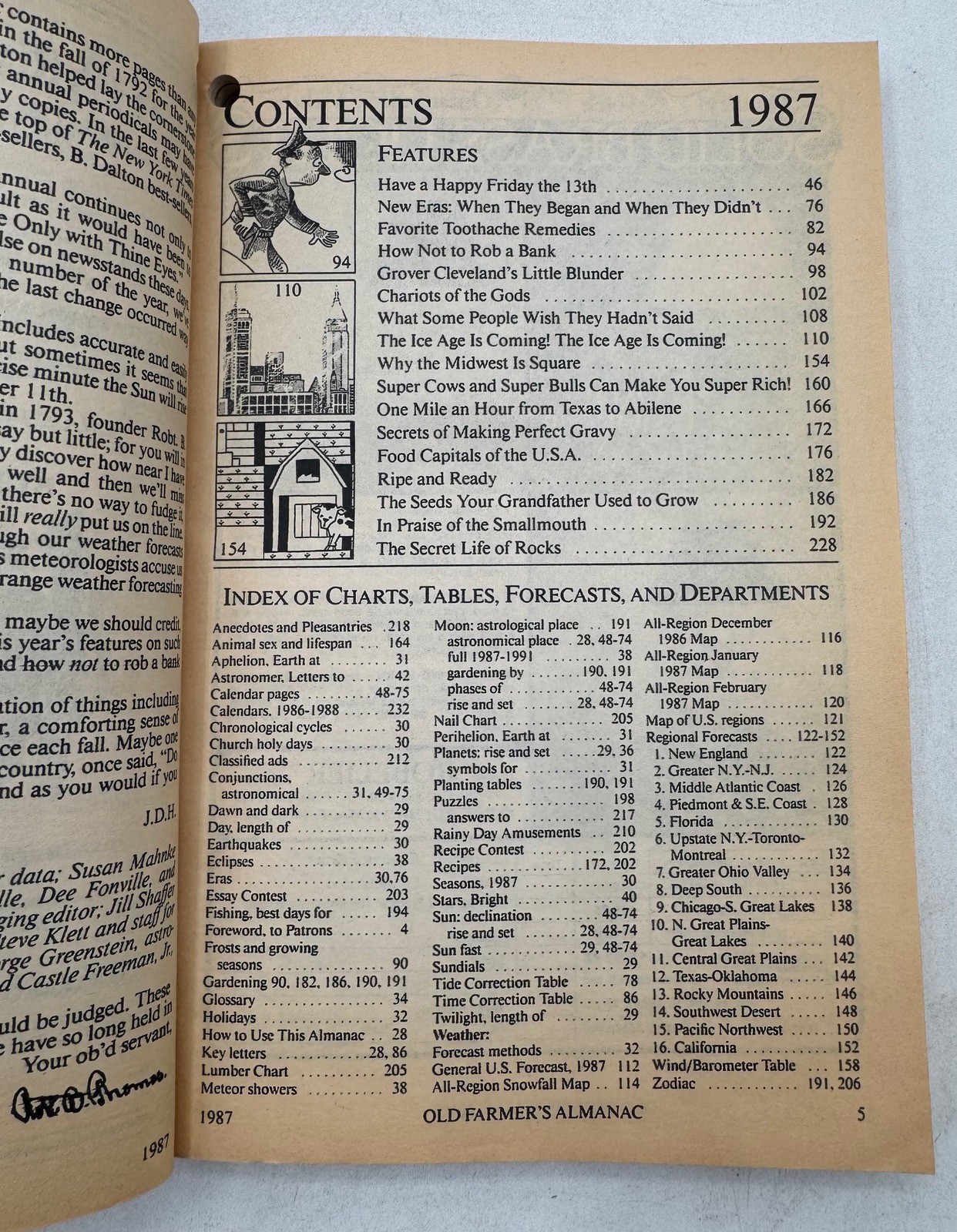 1987 Old Farmer’s Almanac 195th Anniversary Edition Weather Forecasts