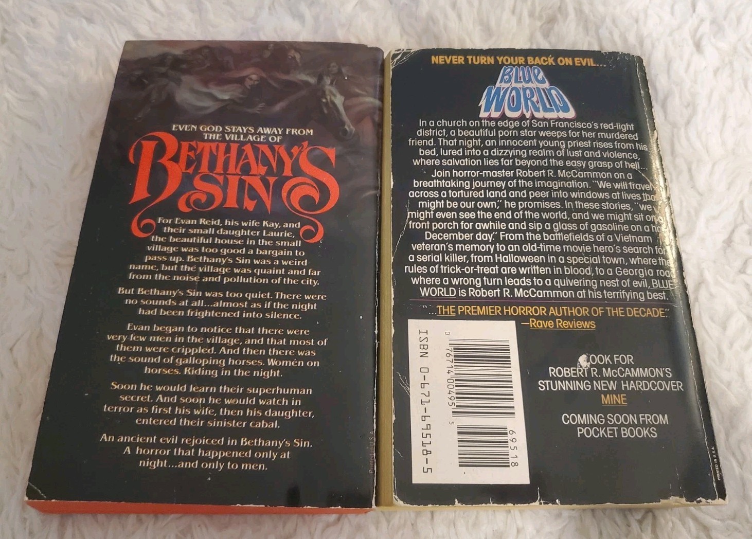 ROBERT MCCAMMON 2 Paperback Book Lot HORROR Bethany’s Sin BLUE WORLD Good