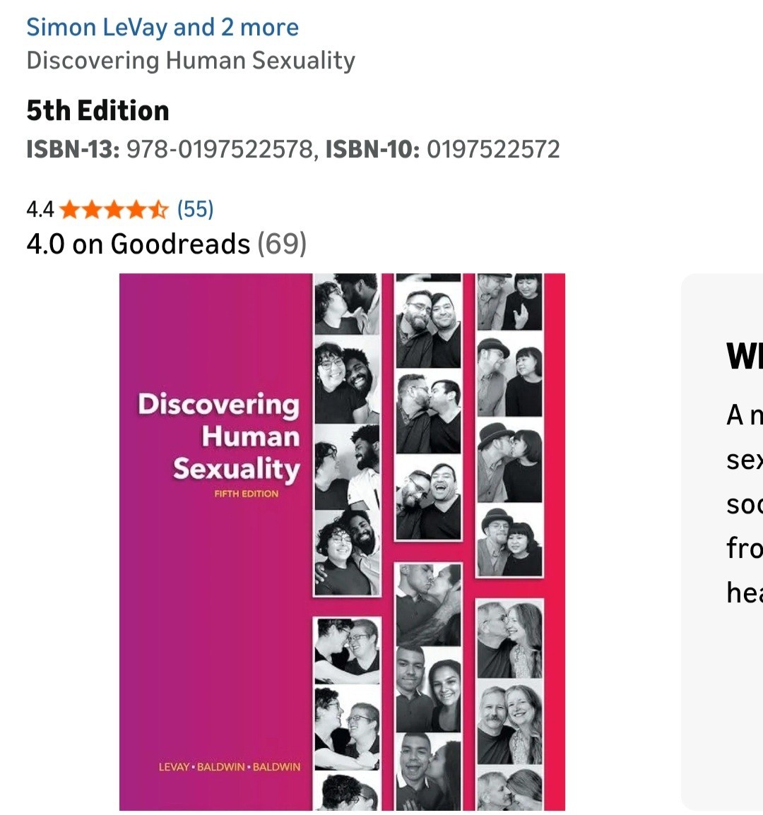 Discovering Human Sexuality 5th Ed Paperback Simon LeVay 9780197522578