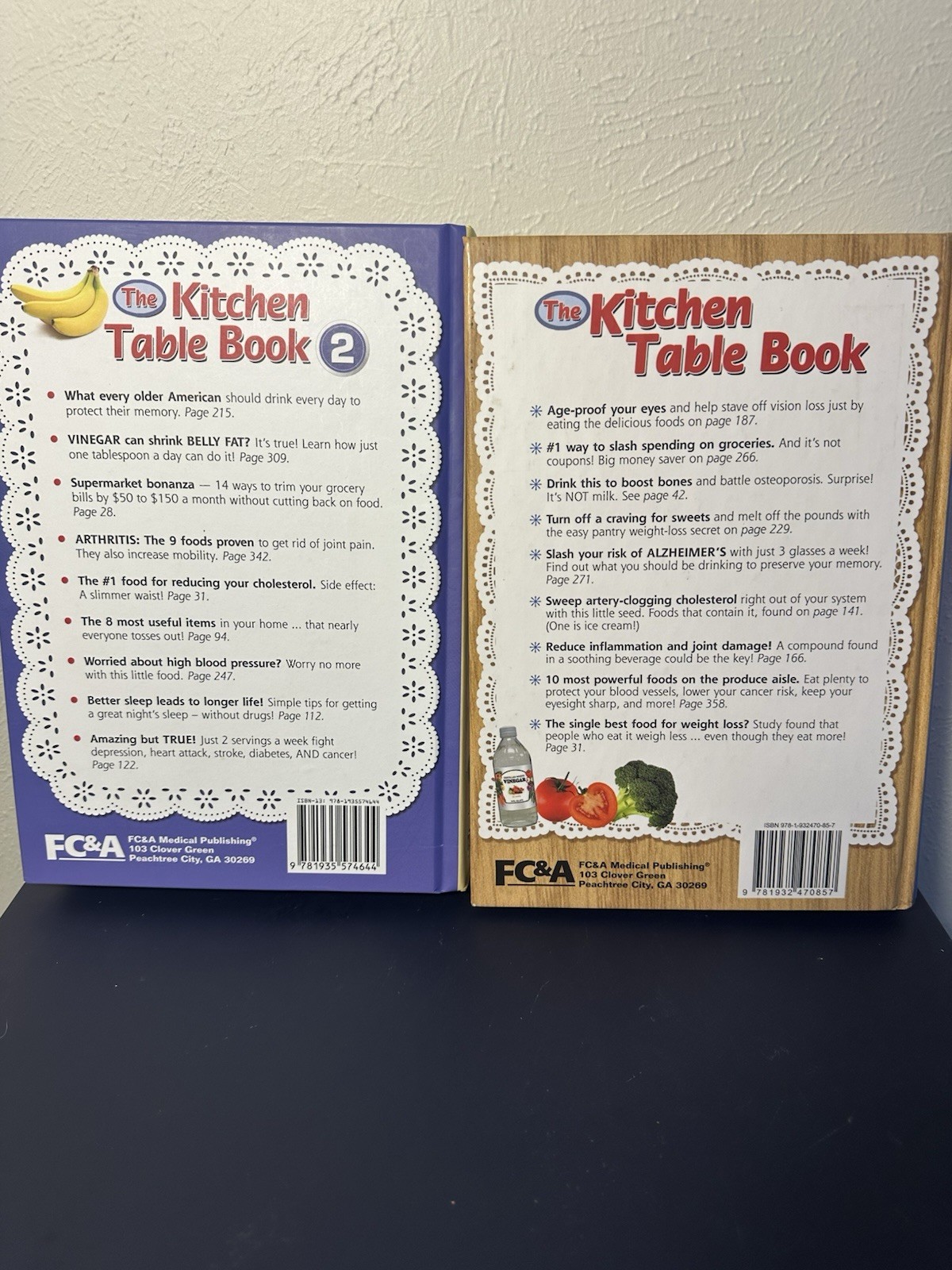 FC&A Medical Publishing Kitchen Table Book 1 & 2 Hardcover Lot 2 Home Remedies
