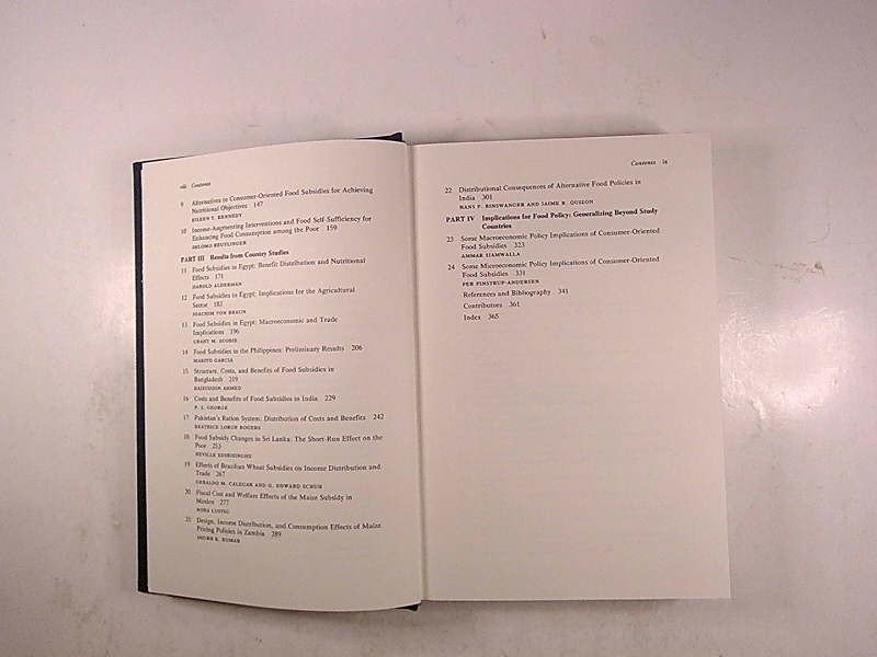 Food Subsidies in Developing Countries Pinstrup-Andersen 1988 Johns Hopkins