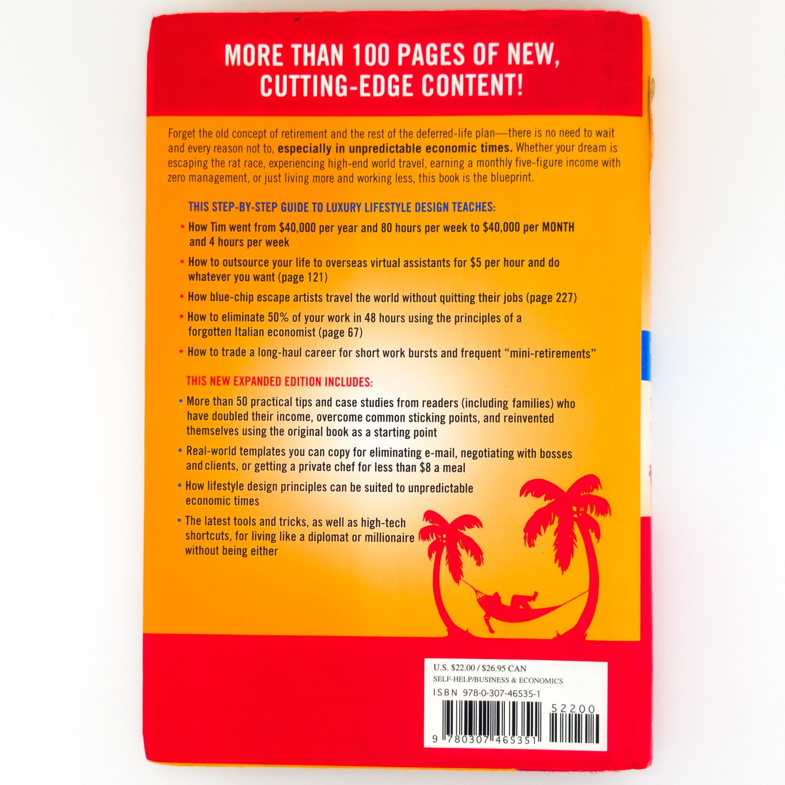 The 4-Hour Workweek by Timothy Ferriss, Hardcover Self-Help Book, 448 Pages
