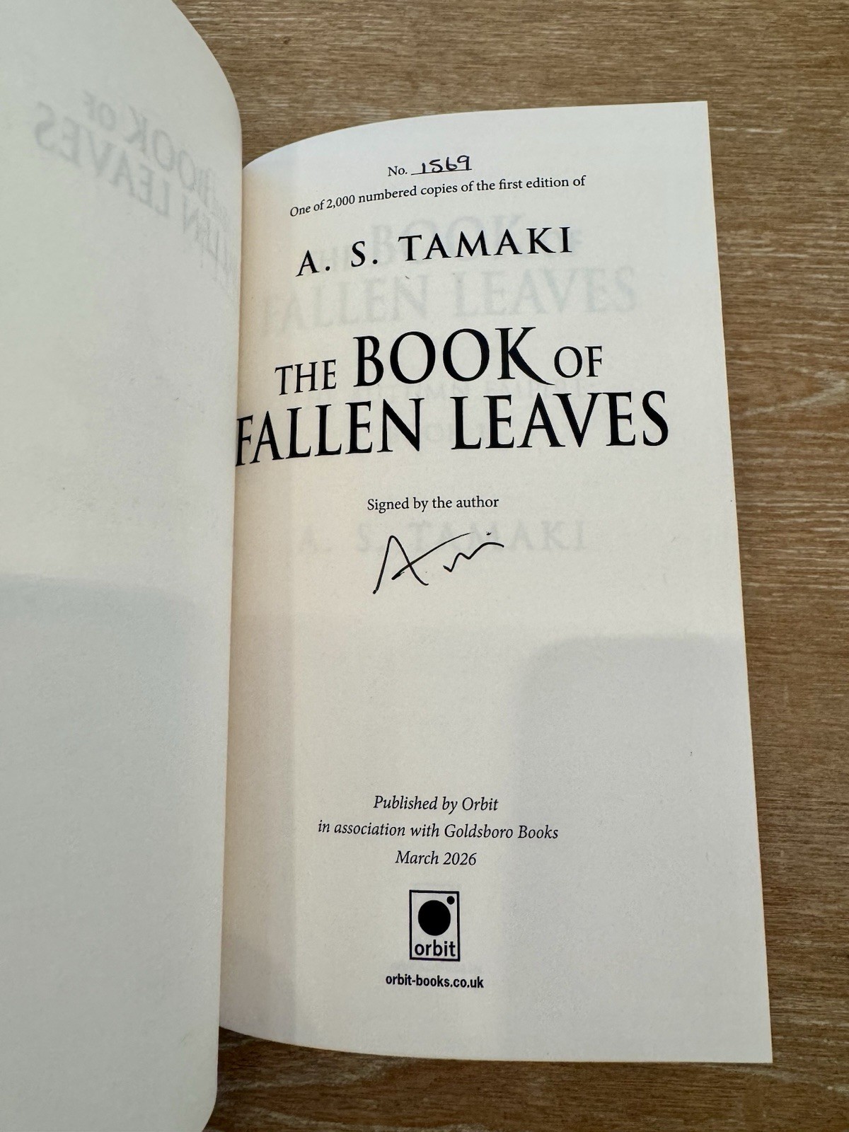 The Book Of Fallen Leaves By A. S. Tamaki – Goldsboro Ed. – Signed & Numbered