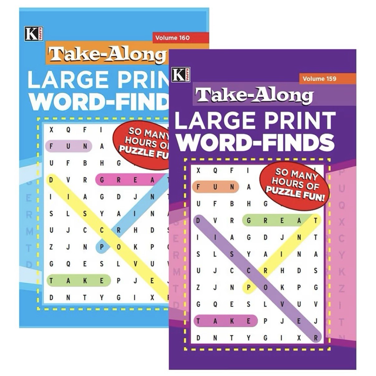 Kappa Word Search Puzzle Book Large Print, 8 x 5 in., Volume 159 + 160, (2 PACK)