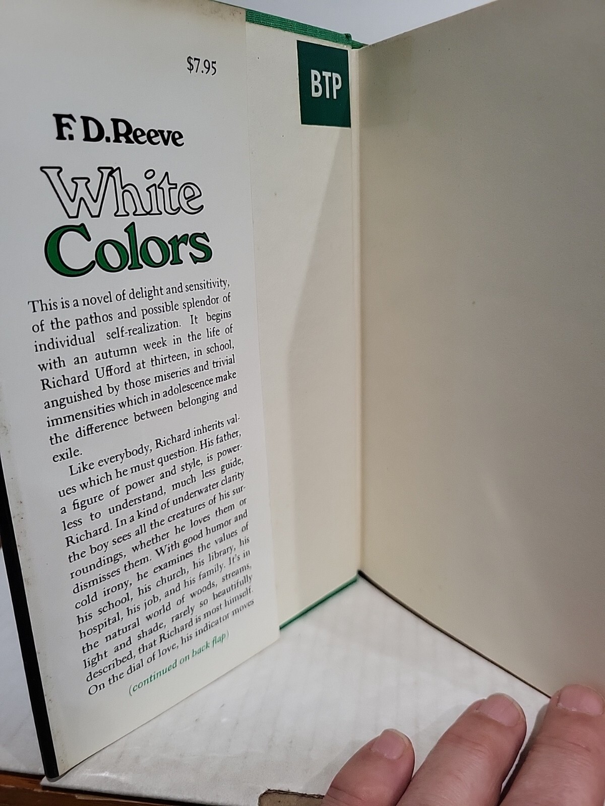 WHITE COLORS by F.D. Reeve HC/DJ 1st Edition 1973 Novel Fiction