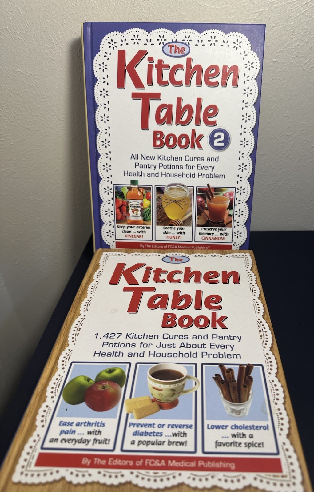 FC&A Medical Publishing Kitchen Table Book 1 & 2 Hardcover Lot 2 Home Remedies