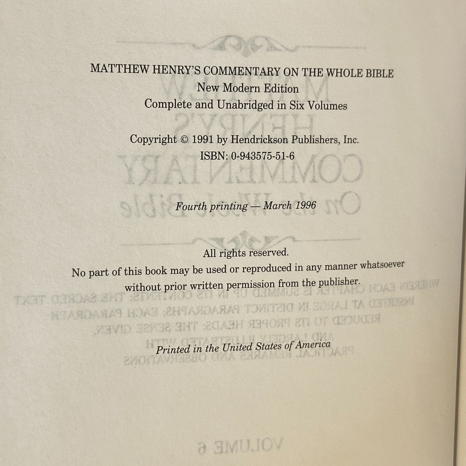 Matthew Henrys Commentary on the Whole Bible 6 Volume Set HC New Modern Edition
