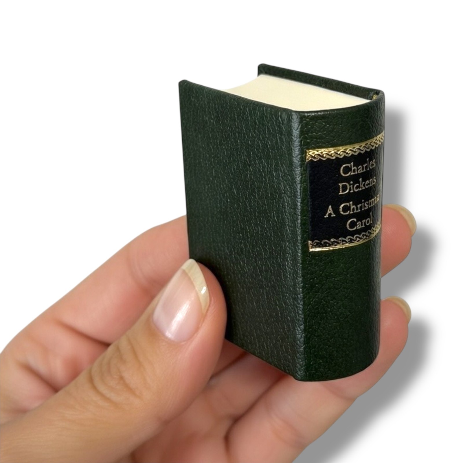 A Christmas Carol Charles Dickens tiny book leather hardcover w/slipcase 508pgs