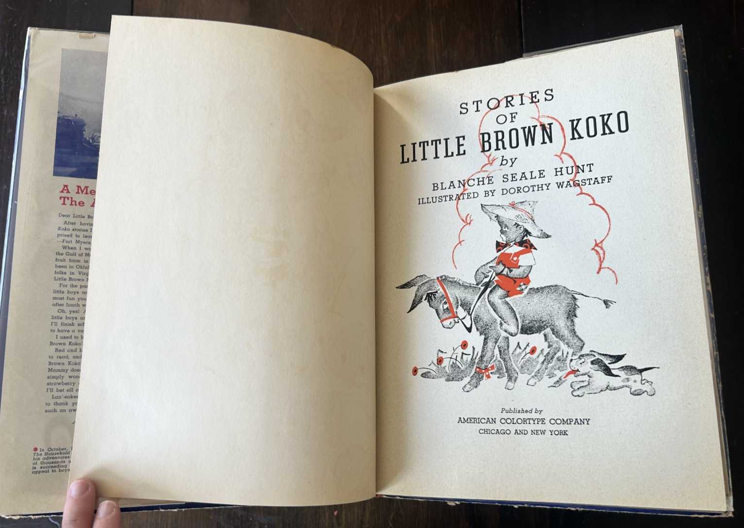 Little Brown Koko 1940 Dorothy Wagstaff HC w Dust Jacket Rare Vintage Children’s