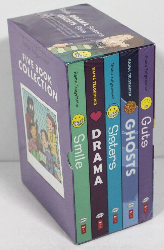 Raina Telgemeier – Box Set (Smile, Drama, Sisters, Ghosts, Guts) NEW Paperback