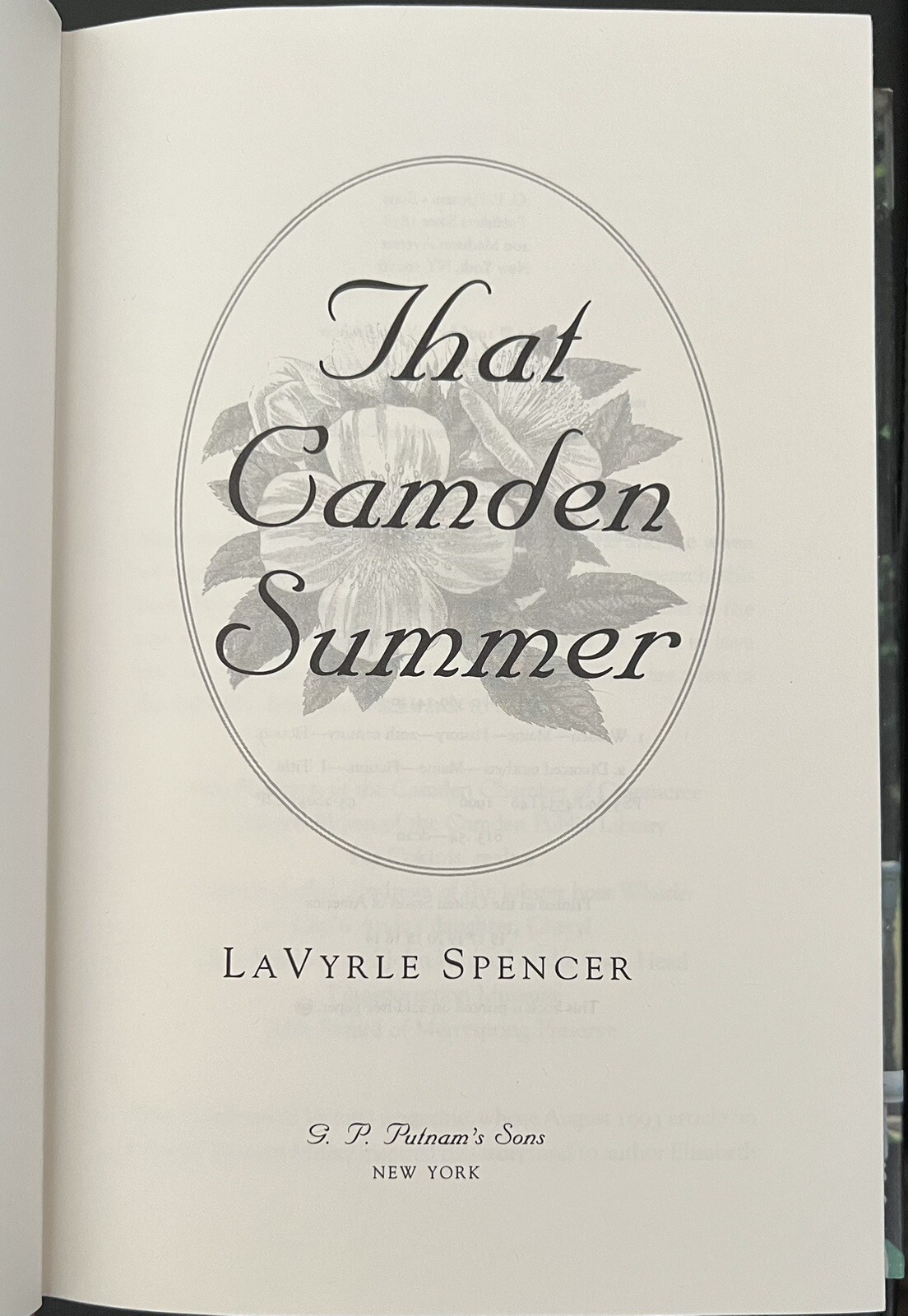 That Camden Summer~LaVyrle Spencer~1996~Hardcover~Dust Jacket~368 pages